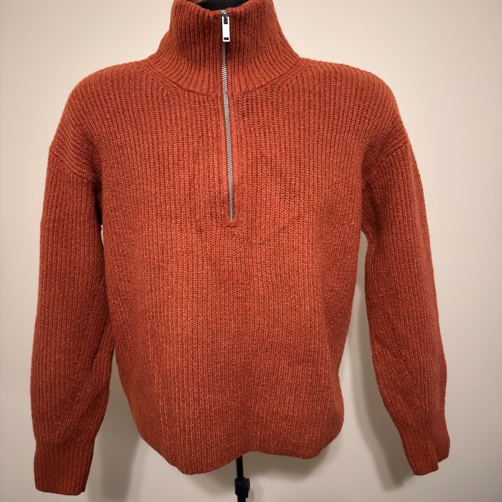 Women's Rust Sweater with Half-Zip